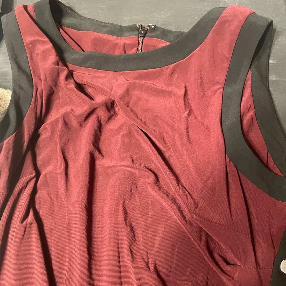 Lauren Ralph Lauren Burgundy & Black Sleeveless Sheath Dress – Size 14 - Picture 6 of 6